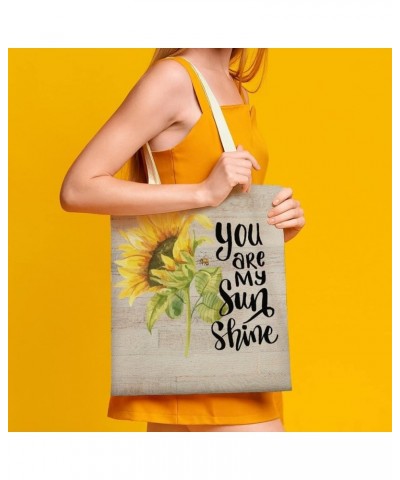 Canvas Tote Bag, Sunflower Art Shopping Bag with Zipper & Handle for School Travel, Reusable Shopping Grocery Bags Style-3 $1...