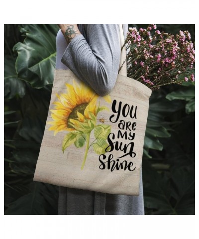 Canvas Tote Bag, Sunflower Art Shopping Bag with Zipper & Handle for School Travel, Reusable Shopping Grocery Bags Style-3 $1...