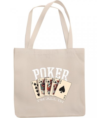 Gift for Poker Players All Spades Quote Poker All In Gambling Design Natural White Multicolor Canvas Tote Bag 1016 $18.69 Totes