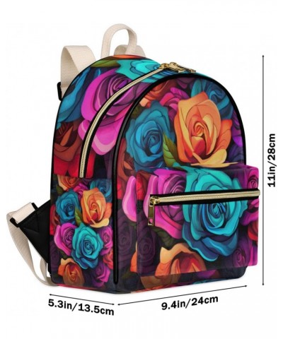 Colorful Rose Backpack Purse for Women PU Leather Lightweight Ladies Shoulder Fashion Satchel Bags Travel Casual Daypack $28....