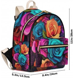 Colorful Rose Backpack Purse for Women PU Leather Lightweight Ladies Shoulder Fashion Satchel Bags Travel Casual Daypack $28....