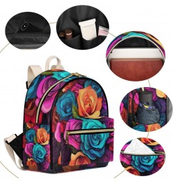 Colorful Rose Backpack Purse for Women PU Leather Lightweight Ladies Shoulder Fashion Satchel Bags Travel Casual Daypack $28....