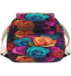 Colorful Rose Backpack Purse for Women PU Leather Lightweight Ladies Shoulder Fashion Satchel Bags Travel Casual Daypack $28....