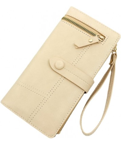 Leather Wallet for Women Wristlet Strap Clutch Purse Long Fold-over Credit Holder Wallet Yellow $11.26 Wristlets