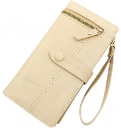 Leather Wallet for Women Wristlet Strap Clutch Purse Long Fold-over Credit Holder Wallet Yellow $11.26 Wristlets