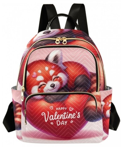 Mardi Gras Celebration Purse Backpack Small Quilted Backpack Purse for Women Red Panda Valentine's Day Small $17.14 Backpacks