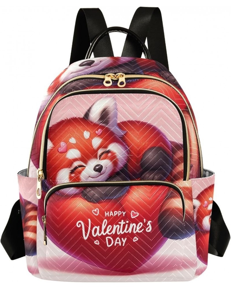 Mardi Gras Celebration Purse Backpack Small Quilted Backpack Purse for Women Red Panda Valentine's Day Small $17.14 Backpacks