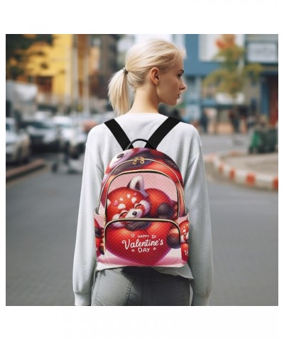 Mardi Gras Celebration Purse Backpack Small Quilted Backpack Purse for Women Red Panda Valentine's Day Small $17.14 Backpacks