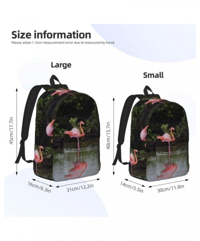 Two Flamingos Print Unisex Canvas Backpack Cute Backpack For Travel Sports Casual Aesthetic Backpack Black Small $19.35 Backp...