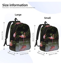 Two Flamingos Print Unisex Canvas Backpack Cute Backpack For Travel Sports Casual Aesthetic Backpack Black Small $19.35 Backp...