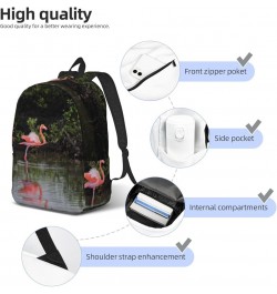 Two Flamingos Print Unisex Canvas Backpack Cute Backpack For Travel Sports Casual Aesthetic Backpack Black Small $19.35 Backp...