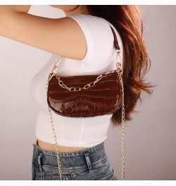 Small Purse Square Crossbody Bag Crocodile Print Handbag Chain Link Bag for Women and Girls Brown $9.71 Totes