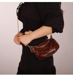 Small Purse Square Crossbody Bag Crocodile Print Handbag Chain Link Bag for Women and Girls Brown $9.71 Totes