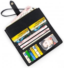 Leather Wallet for Women Wristlet Strap Clutch Purse Long Fold-over Credit Holder Wallet Yellow $11.26 Wristlets