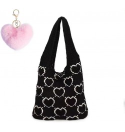 Crochet Bag Tote Bag for Women Cute Bags Heart Tote Bag Cutecore Knitting Bag Fairycore Hobo Bag Beach Bag Black $10.82 Backp...