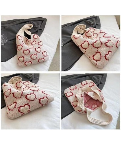 Crochet Bag Tote Bag for Women Cute Bags Heart Tote Bag Cutecore Knitting Bag Fairycore Hobo Bag Beach Bag Black $10.82 Backp...