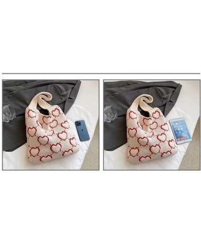 Crochet Bag Tote Bag for Women Cute Bags Heart Tote Bag Cutecore Knitting Bag Fairycore Hobo Bag Beach Bag Black $10.82 Backp...