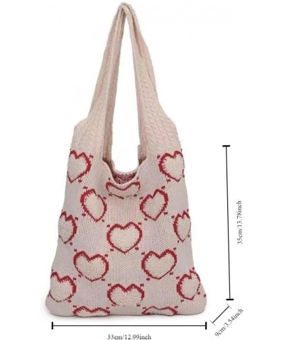 Crochet Bag Tote Bag for Women Cute Bags Heart Tote Bag Cutecore Knitting Bag Fairycore Hobo Bag Beach Bag Black $10.82 Backp...