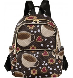 Women Backpack Coffee Heart Flower Anti-Theft Travel Backpack with Luggage Belt Lightweight Handbag Lady Purse Roomy Double Z...