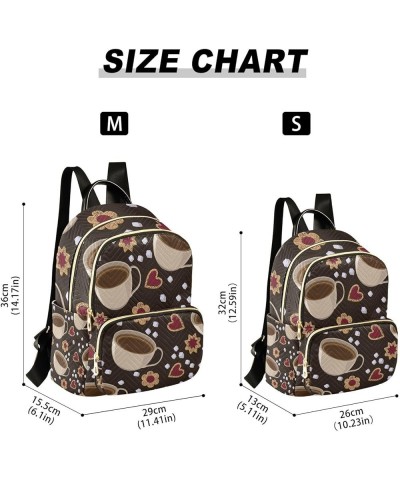 Women Backpack Coffee Heart Flower Anti-Theft Travel Backpack with Luggage Belt Lightweight Handbag Lady Purse Roomy Double Z...