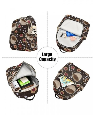 Women Backpack Coffee Heart Flower Anti-Theft Travel Backpack with Luggage Belt Lightweight Handbag Lady Purse Roomy Double Z...