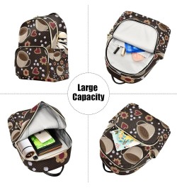 Women Backpack Coffee Heart Flower Anti-Theft Travel Backpack with Luggage Belt Lightweight Handbag Lady Purse Roomy Double Z...