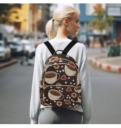 Women Backpack Coffee Heart Flower Anti-Theft Travel Backpack with Luggage Belt Lightweight Handbag Lady Purse Roomy Double Z...