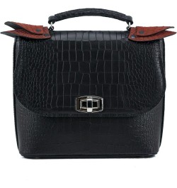 Leather Shoulder Bag Crocodile Alligator Skin style Handbag Tote Satchel Top Handle Bag Black $68.25 Totes