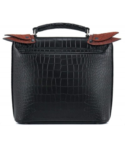 Leather Shoulder Bag Crocodile Alligator Skin style Handbag Tote Satchel Top Handle Bag Black $68.25 Totes