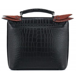 Leather Shoulder Bag Crocodile Alligator Skin style Handbag Tote Satchel Top Handle Bag Black $68.25 Totes