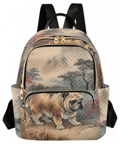 Women's Small Fashion Backpack Chinese Panting Dog Print Ladies Travel Daypack Aesthetic Shoulder Bag $14.96 Backpacks