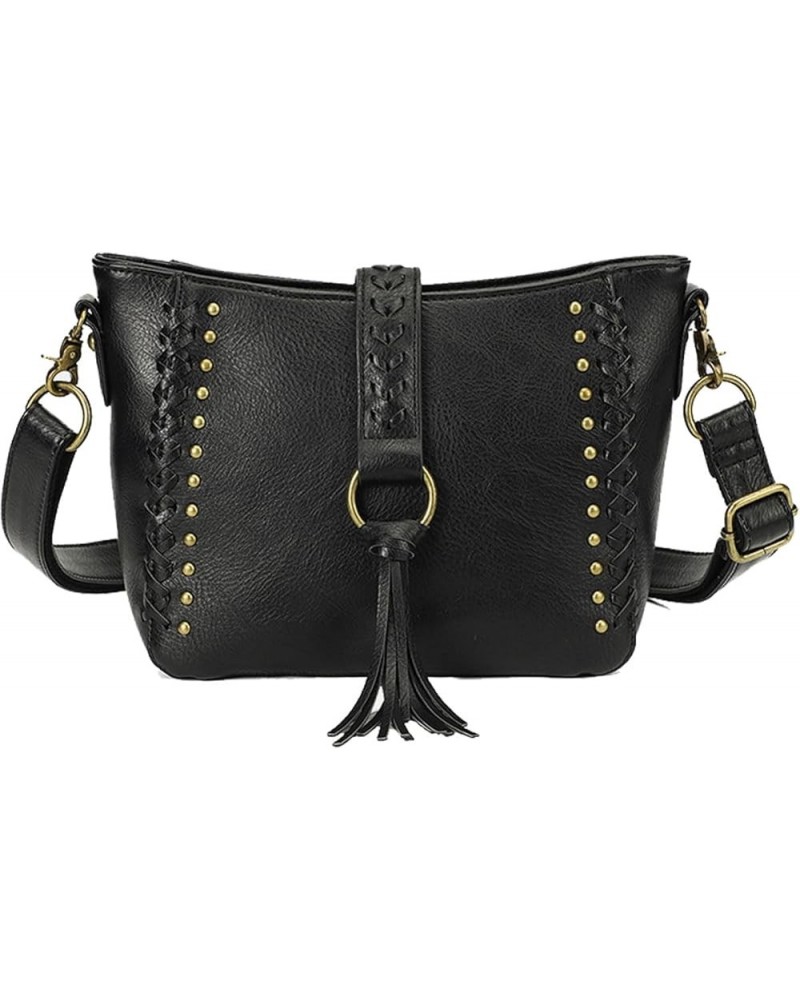 Women Tassel Zipper Crossbody Bag Braided Shoulder Bag Purse Fashion Travel Bag Satchel Adjustable Shoulder Strap Black $22.5...