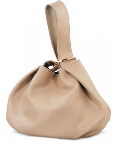 Women's Clutch Soft Vegan Leather Hobo Top Handle Bag Small Tote Purse (Nude) Nude $23.77 Totes