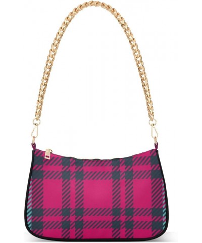 Shoulder Bags for Women, Blue Plaid Hobo Tote Handbag, Retro Chain Bag Purse with Zipper Color06 $17.99 Shoulder Bags