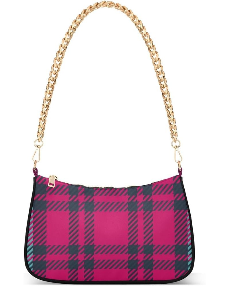 Shoulder Bags for Women, Blue Plaid Hobo Tote Handbag, Retro Chain Bag Purse with Zipper Color06 $17.99 Shoulder Bags