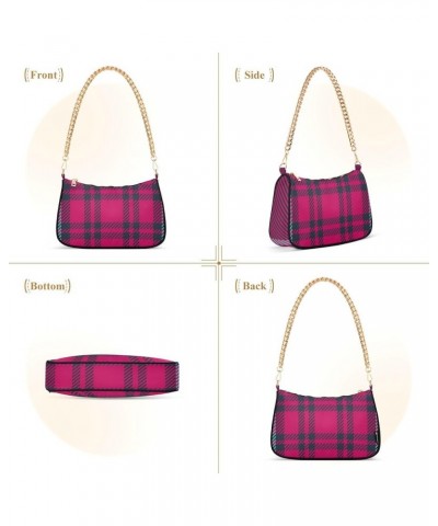 Shoulder Bags for Women, Blue Plaid Hobo Tote Handbag, Retro Chain Bag Purse with Zipper Color06 $17.99 Shoulder Bags