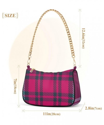 Shoulder Bags for Women, Blue Plaid Hobo Tote Handbag, Retro Chain Bag Purse with Zipper Color06 $17.99 Shoulder Bags