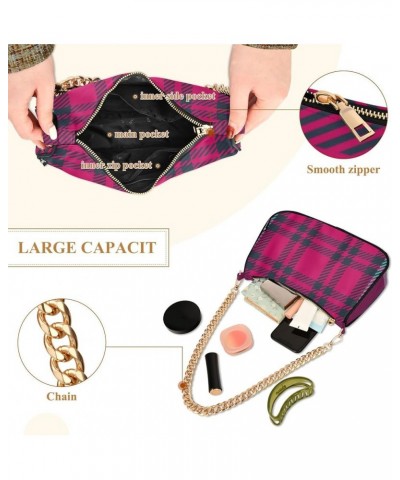 Shoulder Bags for Women, Blue Plaid Hobo Tote Handbag, Retro Chain Bag Purse with Zipper Color06 $17.99 Shoulder Bags