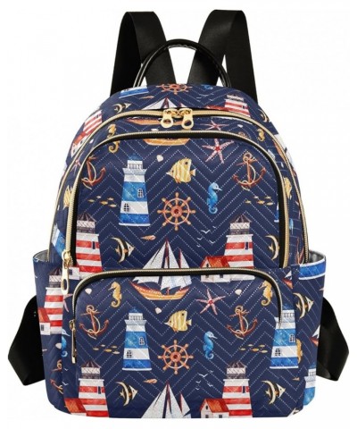 Travel Backpack Purse for Women Fashion Anti-theft Work Casual Nautical Anchor Lighthouses Daypack Shoulder Bag Medium Size S...