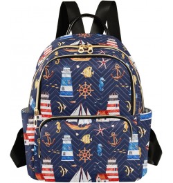 Travel Backpack Purse for Women Fashion Anti-theft Work Casual Nautical Anchor Lighthouses Daypack Shoulder Bag Medium Size S...