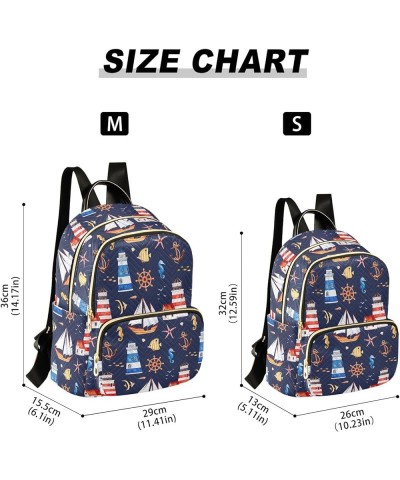 Travel Backpack Purse for Women Fashion Anti-theft Work Casual Nautical Anchor Lighthouses Daypack Shoulder Bag Medium Size S...