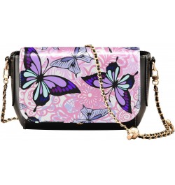 Purple Butterflies Crossbody Bags for Women, Trendy Small Shoulder Bag, PU Leather Clutch Purse Underarm Handbag Satchel Hand...