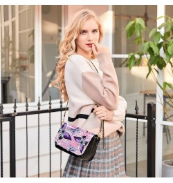 Purple Butterflies Crossbody Bags for Women, Trendy Small Shoulder Bag, PU Leather Clutch Purse Underarm Handbag Satchel Hand...