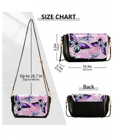 Purple Butterflies Crossbody Bags for Women, Trendy Small Shoulder Bag, PU Leather Clutch Purse Underarm Handbag Satchel Hand...