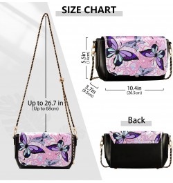 Purple Butterflies Crossbody Bags for Women, Trendy Small Shoulder Bag, PU Leather Clutch Purse Underarm Handbag Satchel Hand...