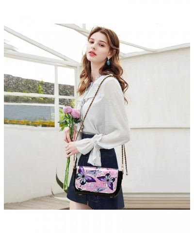 Purple Butterflies Crossbody Bags for Women, Trendy Small Shoulder Bag, PU Leather Clutch Purse Underarm Handbag Satchel Hand...