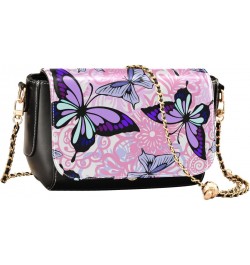 Purple Butterflies Crossbody Bags for Women, Trendy Small Shoulder Bag, PU Leather Clutch Purse Underarm Handbag Satchel Hand...