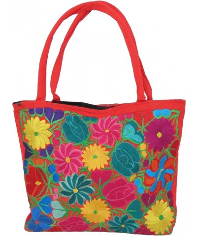 Embroidered Mexican Floral Purse Large 15" x17 Orange $28.99 Crossbody Bags