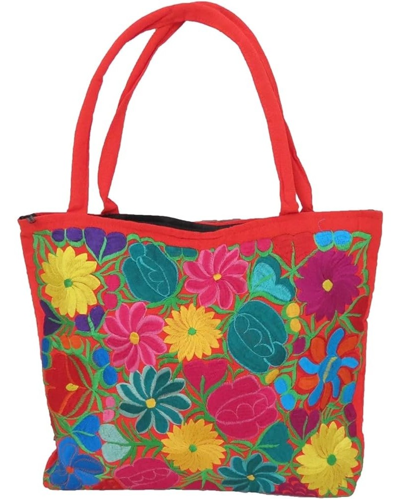 Embroidered Mexican Floral Purse Large 15" x17 Orange $28.99 Crossbody Bags