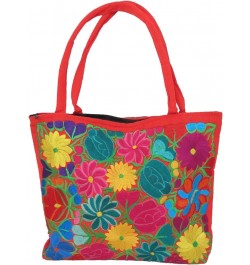 Embroidered Mexican Floral Purse Large 15" x17 Orange $28.99 Crossbody Bags